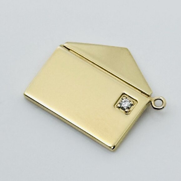 Tiffany & Co Gold and Diamond Love Letter Envelope in Yellow Gold Charm Pendant - Picture 1 of 8